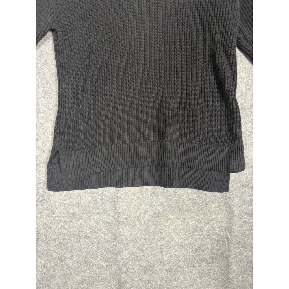MAX STUDIO Black Chunky Knit Cowl Neck Zipper Sweater Womens Medium - Picture 3 of 9